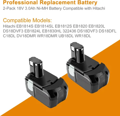 Vista 3 de Shentec Paquete de 2 baterías Ni-MH de 18 V y 3.0 Ah compatibles
