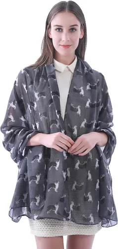 Vista 4 de Border Collie - Bufanda ligera con estampado de perro para mujer