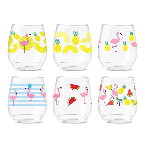 Vista 17 de TOSSWARE POP - Juego de 6 copas de champán con estampado de flauta de 9 onzas, de alta calidad, reciclables, irrompibles y de plástico transparente