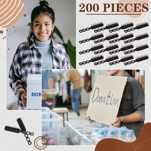 Vista 7 de 200 cepillos de pelo para personas sin hogar, envueltos individualmente, cepillo para desenredar, cepillo de pelo rizado, cepillo de ventilación