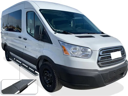 Vista 2 de APS Estribos de acero inoxidable prémium de 5 pulgadas compatibles con Ford Transit tamaño completo Van 15-25