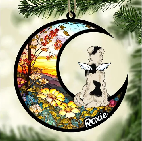 Vista 293 de LOVELYPOD Adorno de Navidad personalizado para perro Basset Hound (marrón) Basset Hound (marrón) adorno para atrapasoles de perro, razas de perros