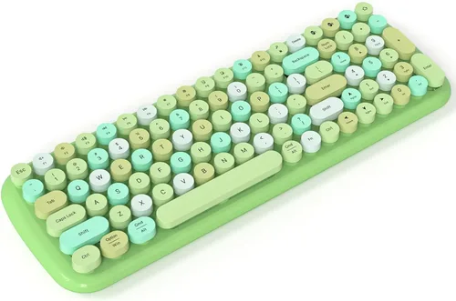 Vista 16 de KNOWSQT - Teclado de computadora con cable, color púrpura, retro, tamaño completo, tapa de tecla redonda, lindo, para enchufar y usar, para Windows