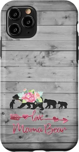 Vista 27 de Pink Floral Black Mama Bear three cubs Vintage Gray Rustic Case for iPhone 16