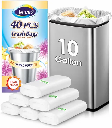 Vista 30 de Bolsas de basura medianas de 10 galones, 40 unidades, bolsas altas de basura para cocina de Teivio, 9 galones 10 galones 11 galones, forros