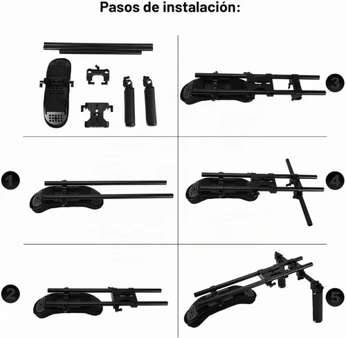 Vista 6 de NICEYRIG Sistema de soporte de almohadilla de hombro de 0.591 in para videocámara de cine de cámara DSLR, soporte de hombro con placa base, varilla