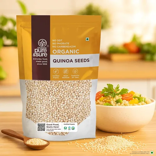 Vista 5 de Pure & Sure - Semillas de quinua orgánicas de 500 gm, granos de quinua para una alimentación saludable, veganas, sin OMG, sin conservantes
