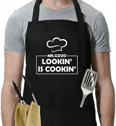 Vista 7 de Funny Apron for Men Women,Humorous Kitchen Apron- Grilling Cooking BBQ Accessories, Gift for Dad Husband
