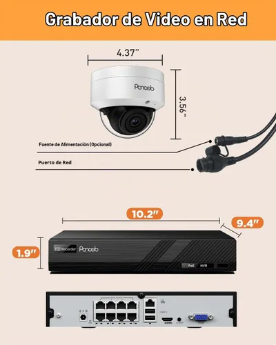 Vista 7 de Sistema de cámara de seguridad PoE de 5MP para exteriores con disco duro de 2 TB, PD54A0408-5M2-1