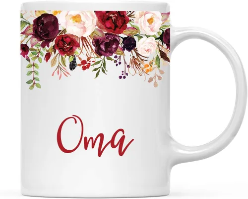 Vista 15 de Andaz Press Taza de té de cerámica para el día de la madre, regalo de 9.5 fl oz, otoño, marsala, flores burdeos, rosas, flores, tía, 1 paquete