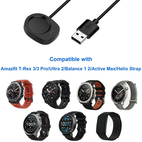 Vista 2 de Cable de carga compatible con Amazfit Helio Strap/Balance 2 / Balance/T-Rex-3 / T-Rex-3-PRO/T-Rex-Ultra-2 / Active-Max/Active-3-Premium