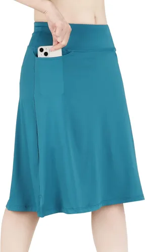 Vista 24 de Falda pantalón para mujer, modesta, hasta la rodilla, atlética, midi, para correr Beige