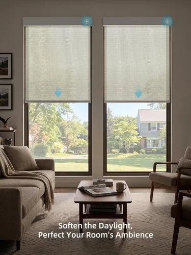 Vista 8 de SmartWings Persianas Enrollables Inteligentes Motorizadas con Filtro de Luz, Persianas Eléctricas con Control Remoto para Ventanas Compatibles