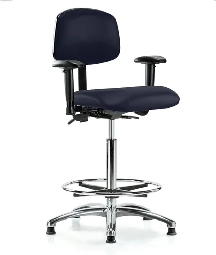 Vista 20 de PERCH - Silla giratoria con ruedas para alfombra o linóleo, cromado, Textil, Tela negra