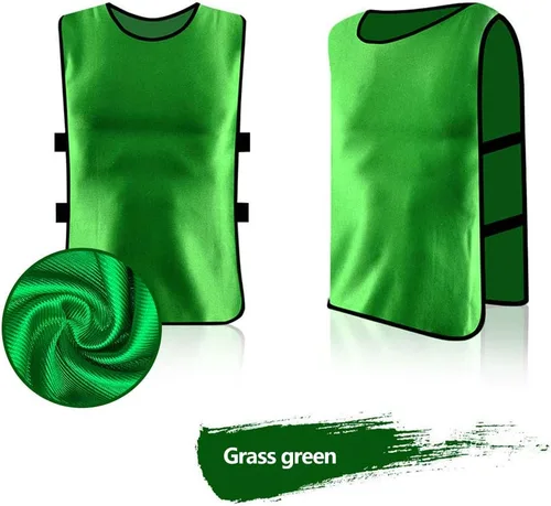 Vista 2 de Paquete de 12 Pinnies para entrenamiento de fútbol para adultos y jóvenes Pennies for Sports Youth con correas elásticas para practicar actividad