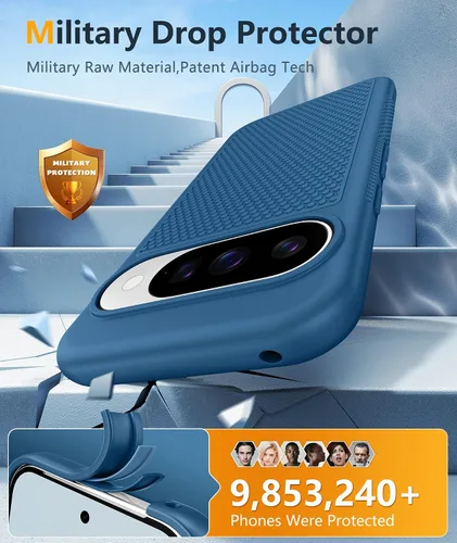 Vista 880 de FNTCASE Funda para iPhone 17 Pro: Fundas delgadas translúcidas de color azul claro compatibles con MagSafe, protección completa de la cámara