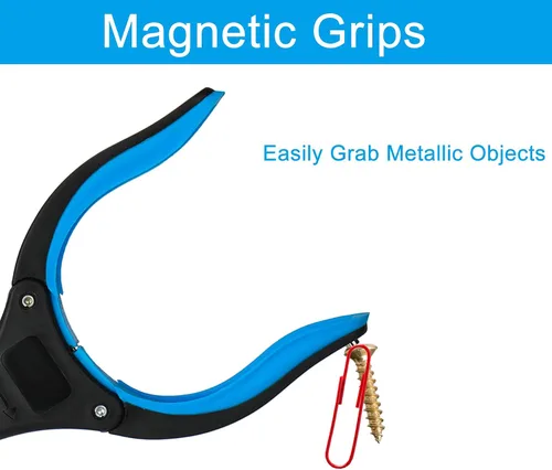 Vista 6 de Herramienta de agarre de 32 pulgadas, herramienta de recogida de alcance plegable con mandíbula giratoria de 360° e imán, recogedor superior