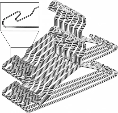 Vista 15 de Perchas de metal cromado, perchas de ropa resistentes con ranuras antideslizantes, perchas delgadas que ahorran espacio, paquete de 10