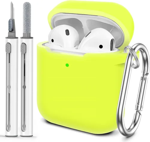 Vista 14 de Funda Protectora para AirPods 1/2, viene con kit de limpieza, funda protectora de silicona suave con hebilla, compatible con estuche de carga