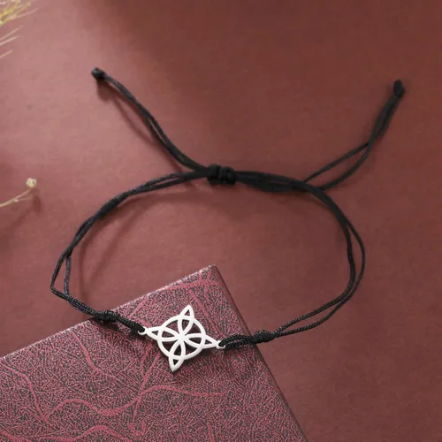 Vista 2 de Dreamtimes Pulsera de moda con nudo de bruja y celtas geométricas para mujer pulsera de cadena de brujería de acero inoxidable joyería Wiccan