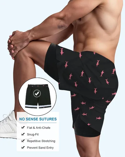 Vista 4 de American Trends Traje de baño para hombre, de secado rápido, con forro de compresión