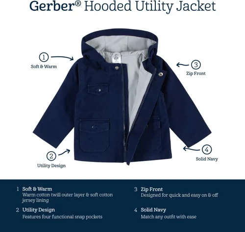 Vista 6 de Gerber Chaqueta de sarga de algodón con capucha para bebé (niño pequeño)