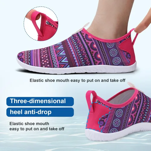 Vista 4 de Fires Zapatos de agua para mujeres y hombres, de secado rápido, calcetines de agua descalzos, transpirables, para senderismo, natación, playa, surf