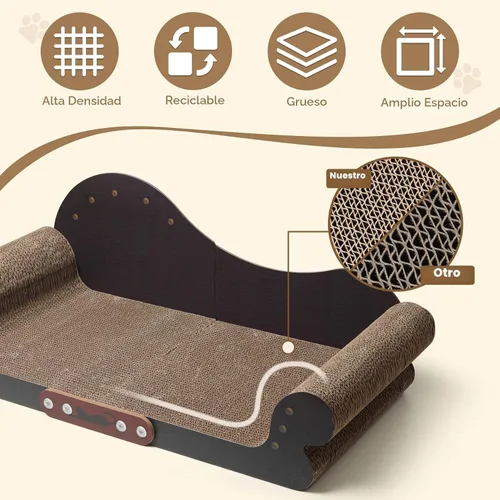 Vista 4 de ComSaf Cama Rascador Grande para Gatos - Tabla Rascadora para Gatos de 26", Sofá Rascador para Gatos de Cartón, Cama Lounge Rascadora Duradera
