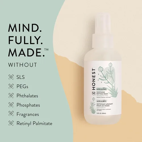 Vista 4 de The Honest Company Paquete de crema en aerosol para la dermatitis del pañal + jabón calmante para la parte inferior del bebé, hipoalergénico