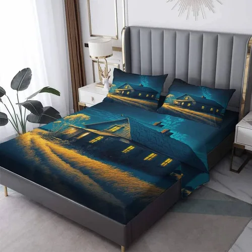 Vista 8 de Juego de sábanas de tractor tamaño King, sábanas de microfibra suave y bolsillo profundo, sábanas y fundas de almohada estampadas sin arrugas, 4