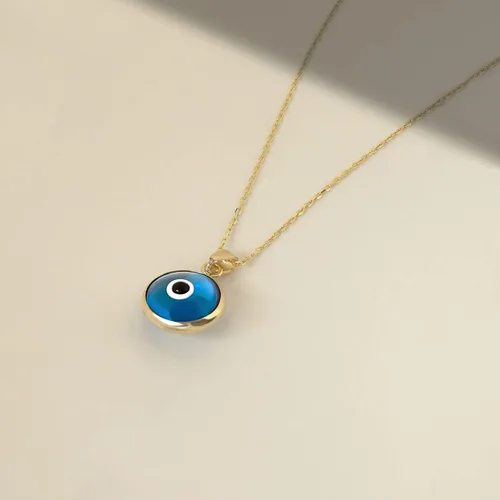 Vista 4 de Collar con dije de mal de ojo de oro macizo de 14 quilates Collares Hamsa de oro de 14 quilates para mujer Azul, negro, azul oscuro, verde