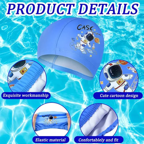 Vista 5 de Geyoga 3 piezas de gorras de natación para niños y niñas, gorras de natación para niños de 2 a 12 años, gorro de natación para piscina, gorro