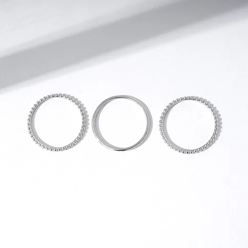 Vista 4 de Tienda Essentials 14K Gold or Rhodium Plated Sterling Silver Stacking Ring Set of 3