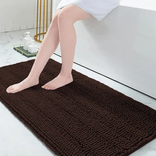 Vista 277 de Grandaily Alfombras de baño de felpilla a rayas de 24 x 16 pulgadas, extra gruesas y suaves, absorbentes, parte trasera de goma, alfombra de ducha
