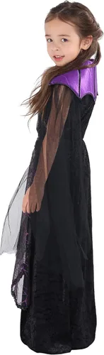 Vista 3 de EraSpooky Disfraz de vampiro para niñas, vestido gótico de murciélago para Halloween