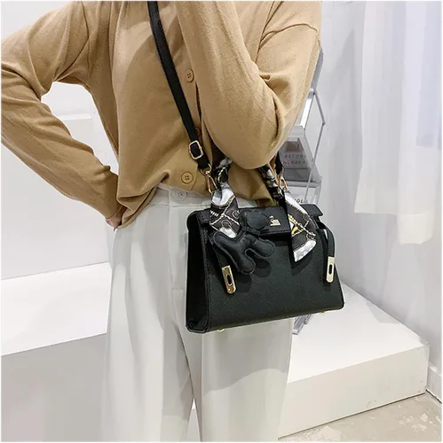 Vista 3 de Bolsos cruzados de cuero de lujo con asa superior para mujer, diseño de moda