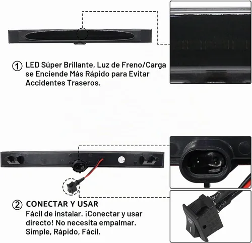 Vista 6 de Tercera tercera luz de freno LED compatible con Corvette C6 2005-2013, luz trasera estroboscópica de estilo F1, luz trasera central de montaje alto