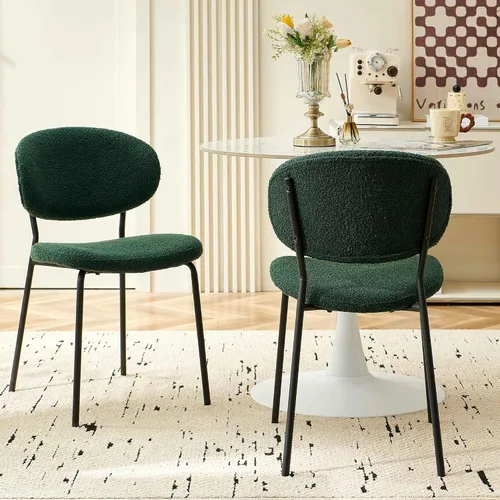 Vista 33 de Homedot Juego de 2 sillas de comedor tapizadas negras, modernas sillas de cocina de mediados de siglo tapizadas con cojín acolchado para comedor