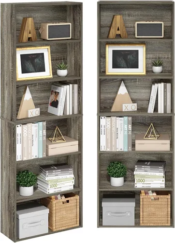 Vista 16 de Furinno Estantería básica para libros, moderna de 3 niveles, estantería con estantes abiertos, 9.3 x 21.8 x 39.5 pulgadas, para sala de estar Roble