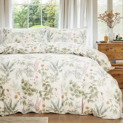 Vista 30 de Juego de edredón floral azul tamaño Queen, juego de ropa de cama botánica azul 100% algodón, edredón suave transpirable de 3 piezas y 2 fundas