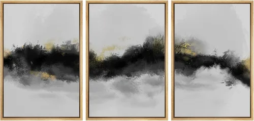 Vista 95 de NWT Lienzo enmarcado para pared, juego de arte en acuarela pastel, bosque de montaña oscura, naturaleza silvestre, ilustraciones de arte moderno