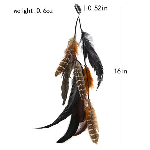 Vista 6 de lureme Diadema de plumas indias accesorios-hecho a mano plumas lazos para el pelo vestido de cabeza vestido tribal pluma tocado (hb000012-7)