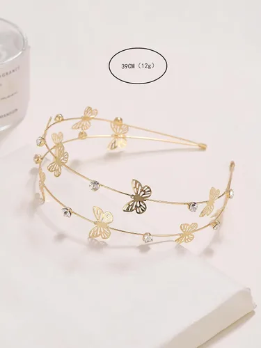 Vista 2 de Diadema de diamantes de imitación para niña de flores, diadema de boda, diadema de cristal, diadema de metal, diadema de metal para niñas pequeñas