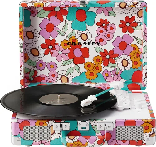 Vista 32 de Crosley CR8005F-AC Cruiser Plus - Tocadiscos vintage de 3 velocidades con Bluetooth, tipo maletín, reproductor de discos de vinilo, tablero