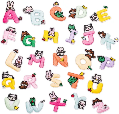 Vista 15 de U-Sky Parches bordados para coser o planchar Letras coloridas completas del alfabeto A-Z Personalización para bricolaje Ropa para niños