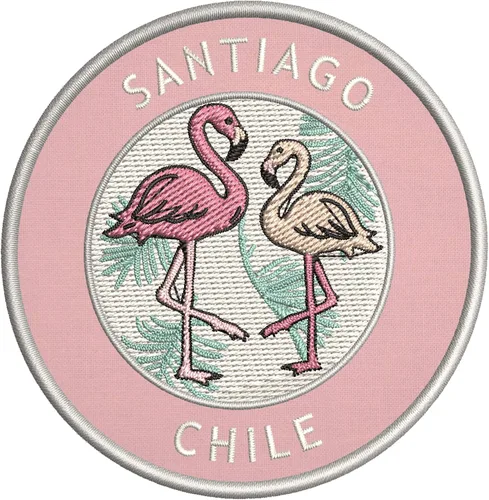 Vista 5 de Santiago - Parche bordado de dos flamencos de primera calidad, para planchar o coser, emblema decorativo para vacaciones, recuerdo, equipo de viaje