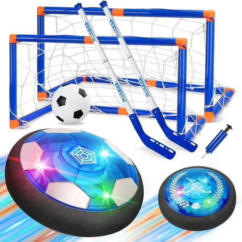 Vista 9 de Nazano Balón de fútbol LED Hover, juego de fútbol flotante con 2 porterías, juego de fútbol interior para niños y niñas, regalos de cumpleaños