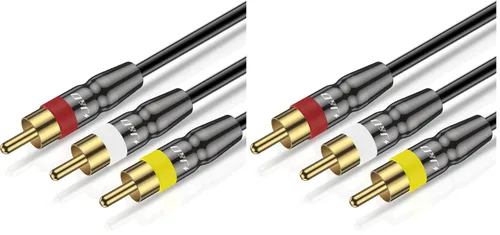 Vista 9 de J&D Cable 3RCA macho a macho de 3 pies, conectores chapados en oro, carcasa de cobre resistente, ideal para sistemas de entretenimiento en el hogar