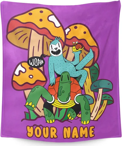 Vista 12 de Manta pequeña de marihuana de marihuana de hongos, 50 x 40 pulgadas, para mujeres y hombres, manta de felpa suave para cama, sofá, manta negra