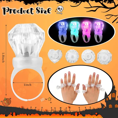 Vista 3 de Leyndo Anillos coloridos con luz LED, regalos de graduación de fin de año para estudiantes, anillos que brillan en la oscuridad, regalos de fiesta